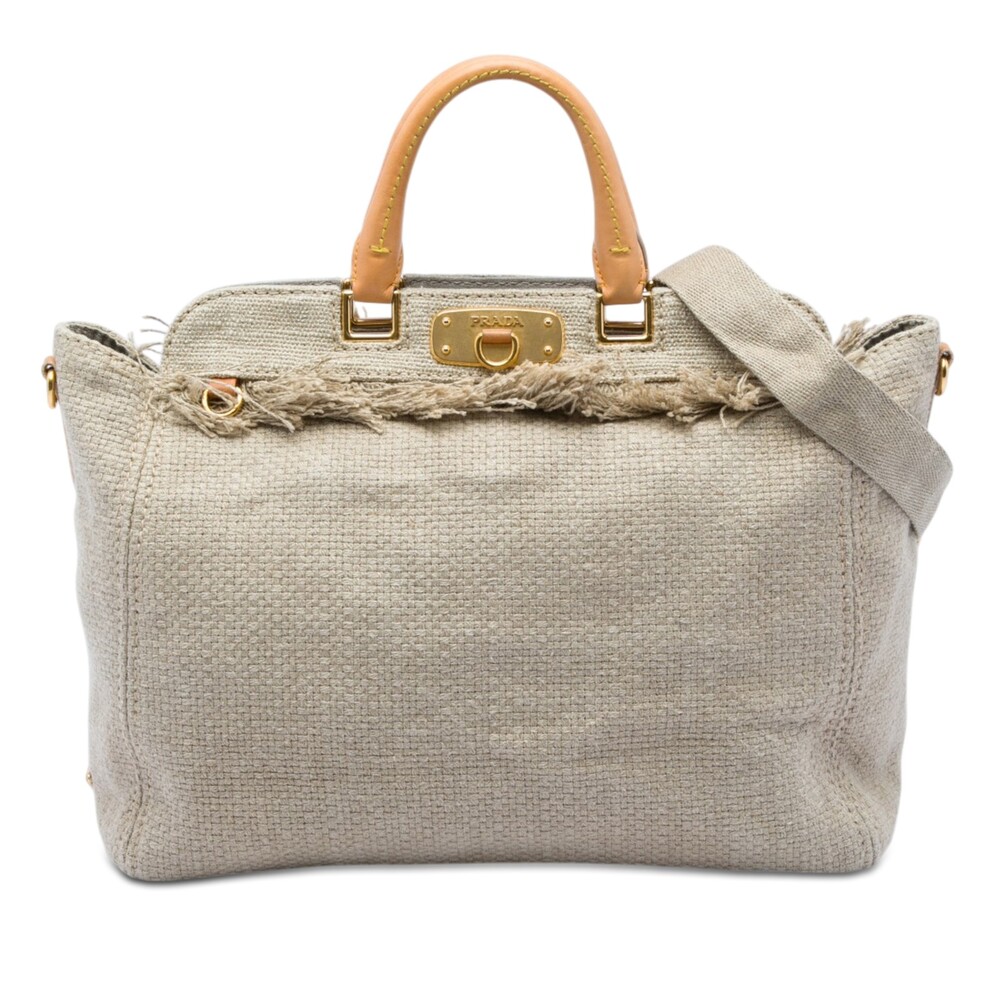 Prada Raffia Lino Fringe Shopping Tote #310352P66B